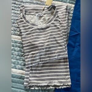 Women's Gray Striped Pajama Set